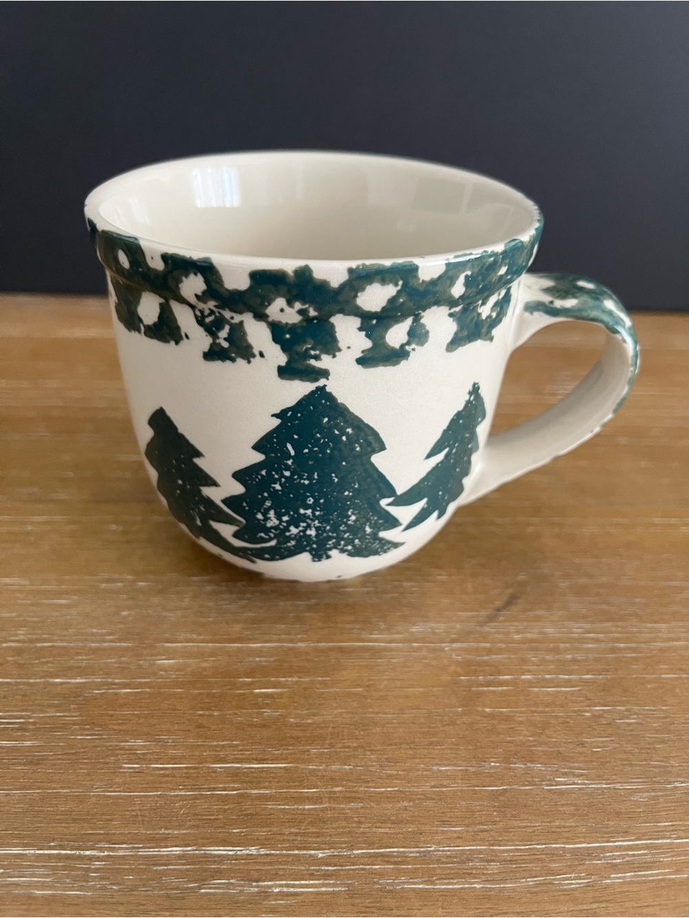 Tienshan Folk Craft Sponge Green Tree Cup mug 14oz.  Nice!